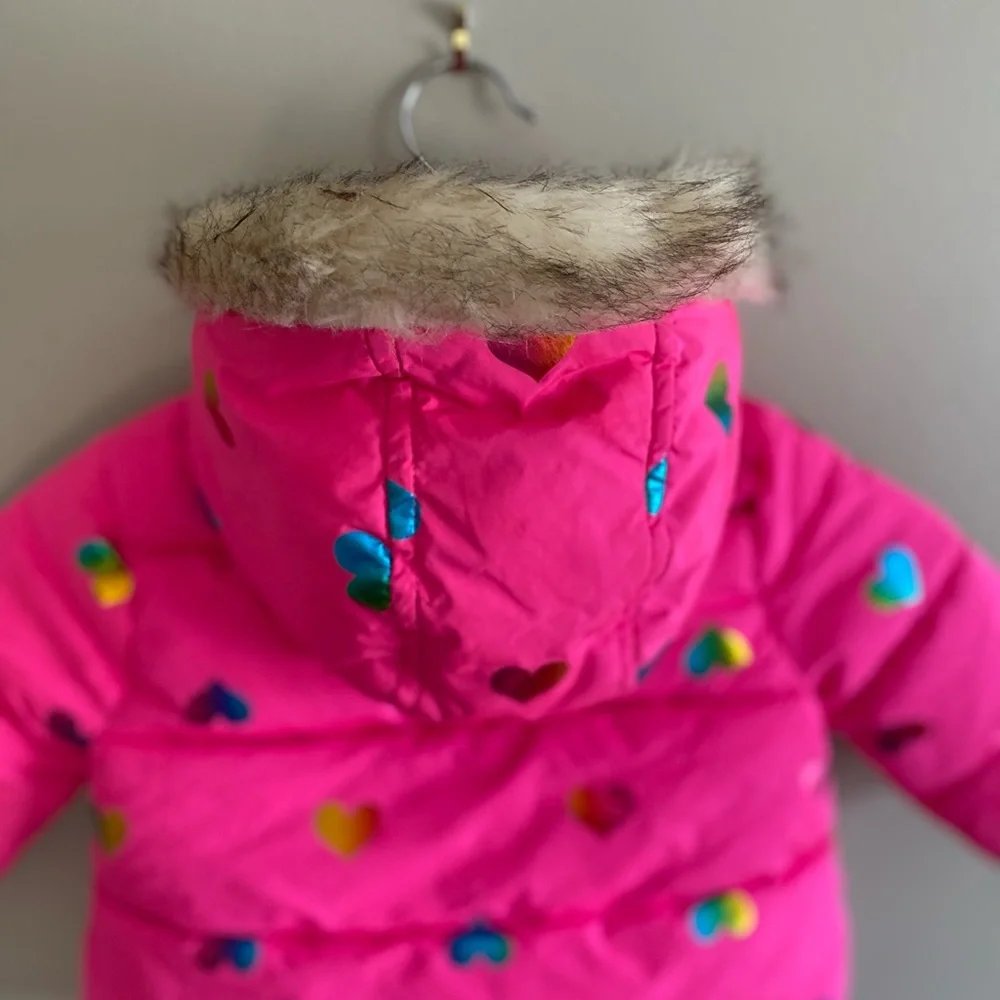 The Children's Place Pink Jacket Girl Size 12-18 Months Hearts Hooded‎ Coat